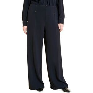 Marina Rinaldi Womens Plus Ramon Wide-Leg Trousers 22 Dark Navy - NWT $435
